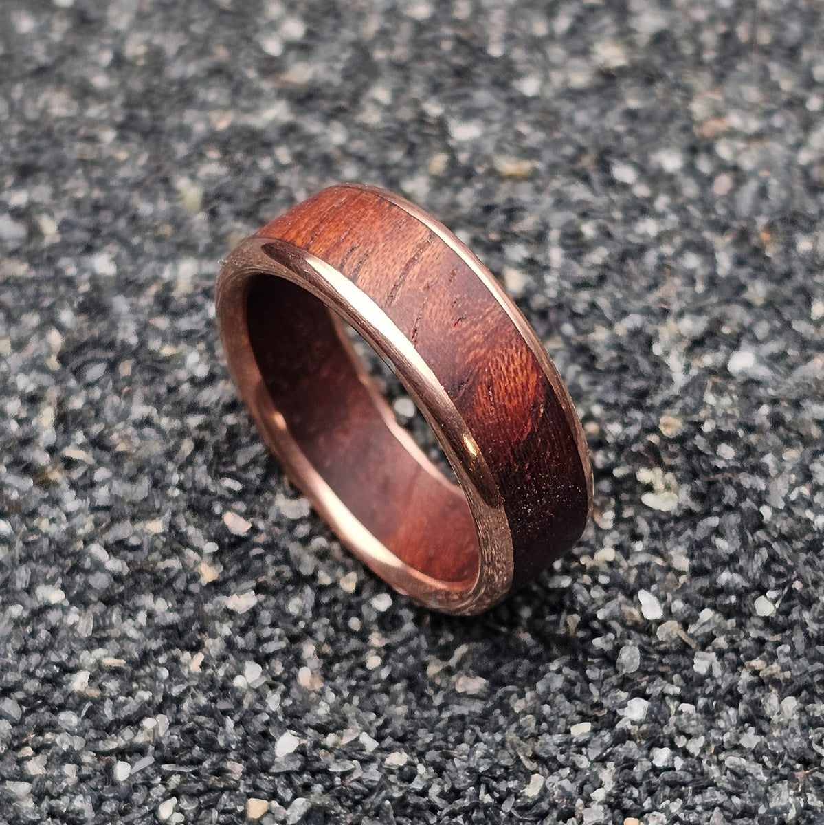 The Crown Ring (Pomelle Bubinga & Copper Band) – STICKS & STONES